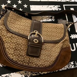 Chic Coach Brown and Tan Shoulder Bag